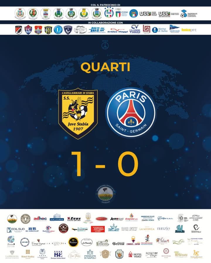 La Juve Stabia U15 supera il Paris Saint-Germain e vola in semifinale della Youth Cup Fattoria Donna Giulia