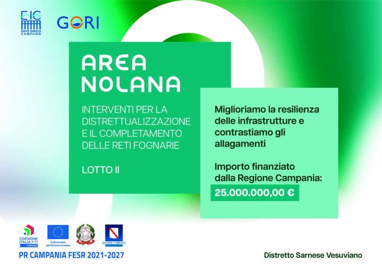 25 Milioni dalla Regione Campania per interventi di completamento delle reti fognarie nell’area nolana