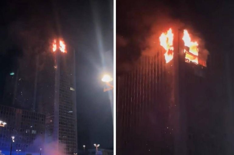 Incendio al Centro direzionale di Napoli, cascata di fuoco dal grattacielo