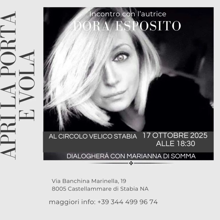 Al Circolo Velico Castellammare di Stabia l’Autrice Dora Esposito Presenta il Suo Libro: Apri la porta e vola