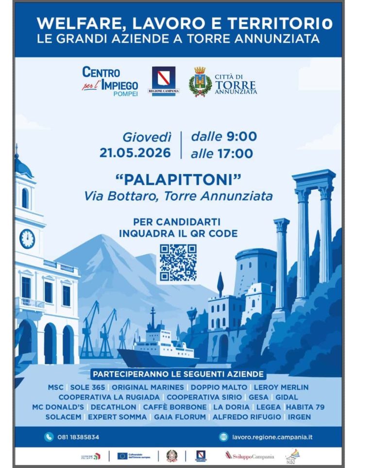 Torre Annunziata: welfare, lavoro e territorio, recruiting day con oltre venti aziende